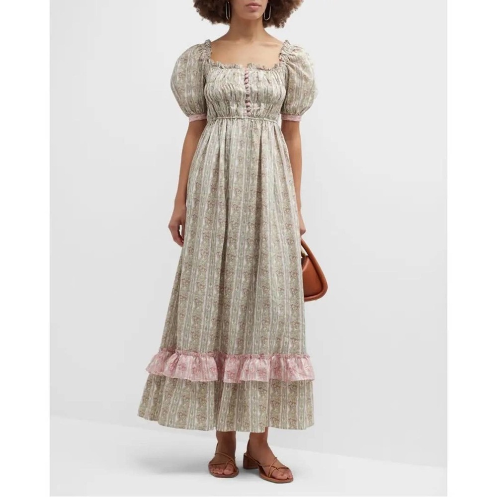 Elegant Pink and Cream Midi Dress